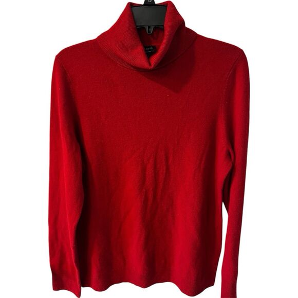 Talbots Sweater Womens Large Pure Cashmere Red Mock Turtleneck Timeless Preppy - Picture 1 of 8